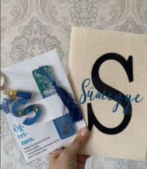 Baskılı defter & Harf anahtarlık & Ayraç set - (1  adet)