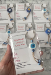 Nazar boncuklu anahtarlık ve çikolata set - (20 adet)