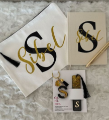 Simli tablet boy çanta & Harf anahtarlık ve Çikolata Set - (1 adet)